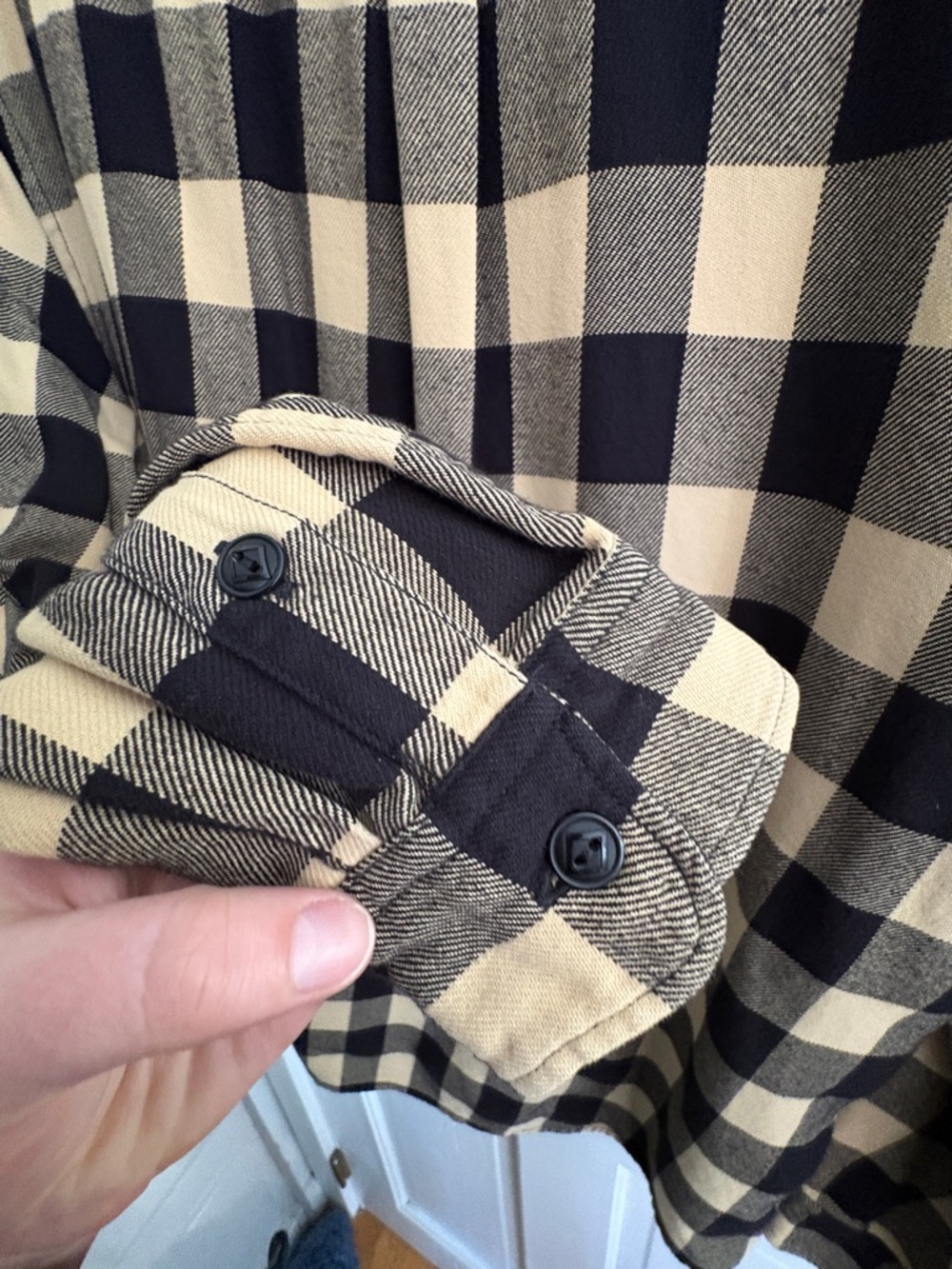 Polo Ralph Lauren Black and Cream Plaid Flannel Shirt - Picture 6 of 7